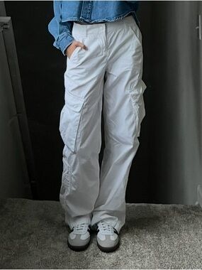 H&M White Cargo Jumpsuit Pants